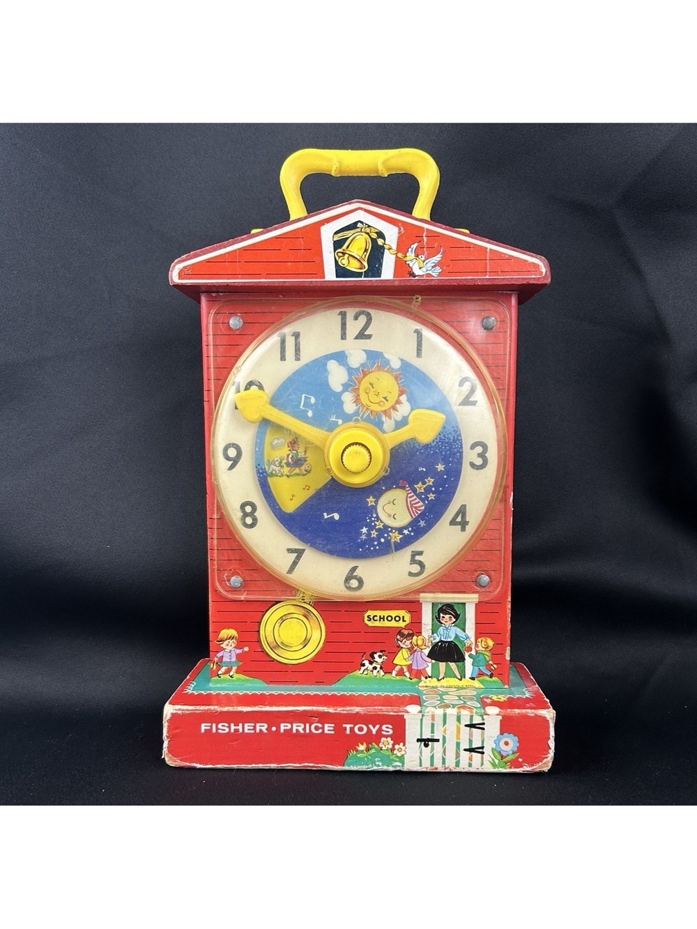 Vintage Fisher Price Music Box Teaching Clock 1968 **Works Read**